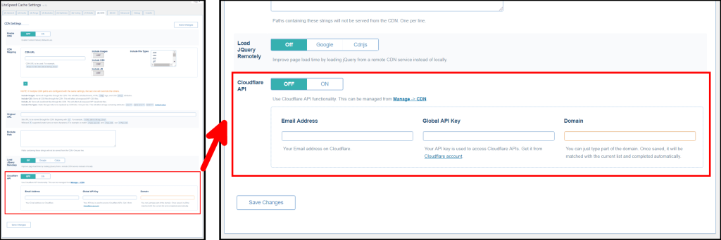 LSCache for WordPress CDN Settings Tab