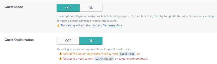 Guest Mode for WordPress Enable in LiteSpeed Cache