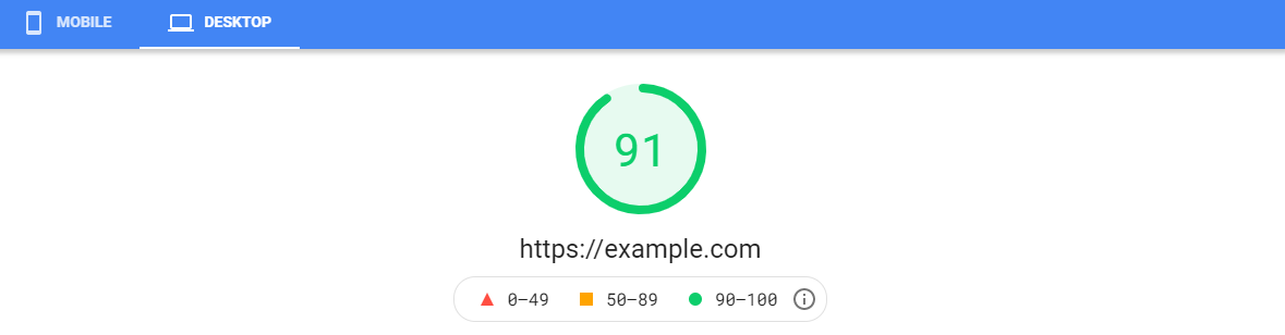 PageSpeed Dektop Score Before Guest Mode