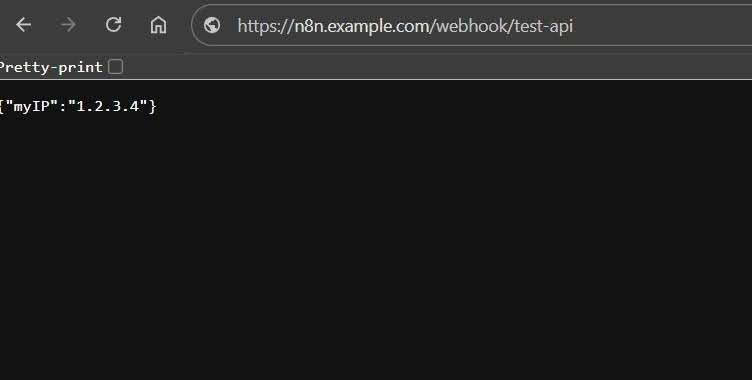 n8n with LiteSpeed Web Server test output